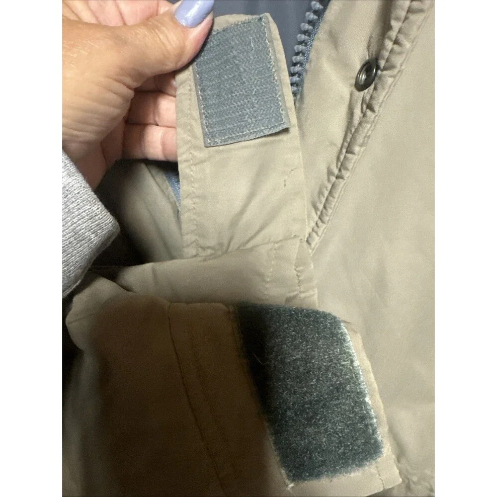 Vintage The North Face Goose Down Coat Jacket XL Beige Full Zip and botton